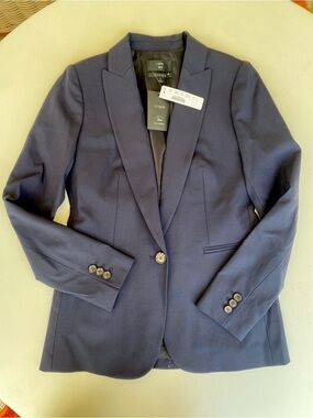 J Crew Women's Parke Blazer in Italian Stretch Wool Size 0 Navy NWT One Button